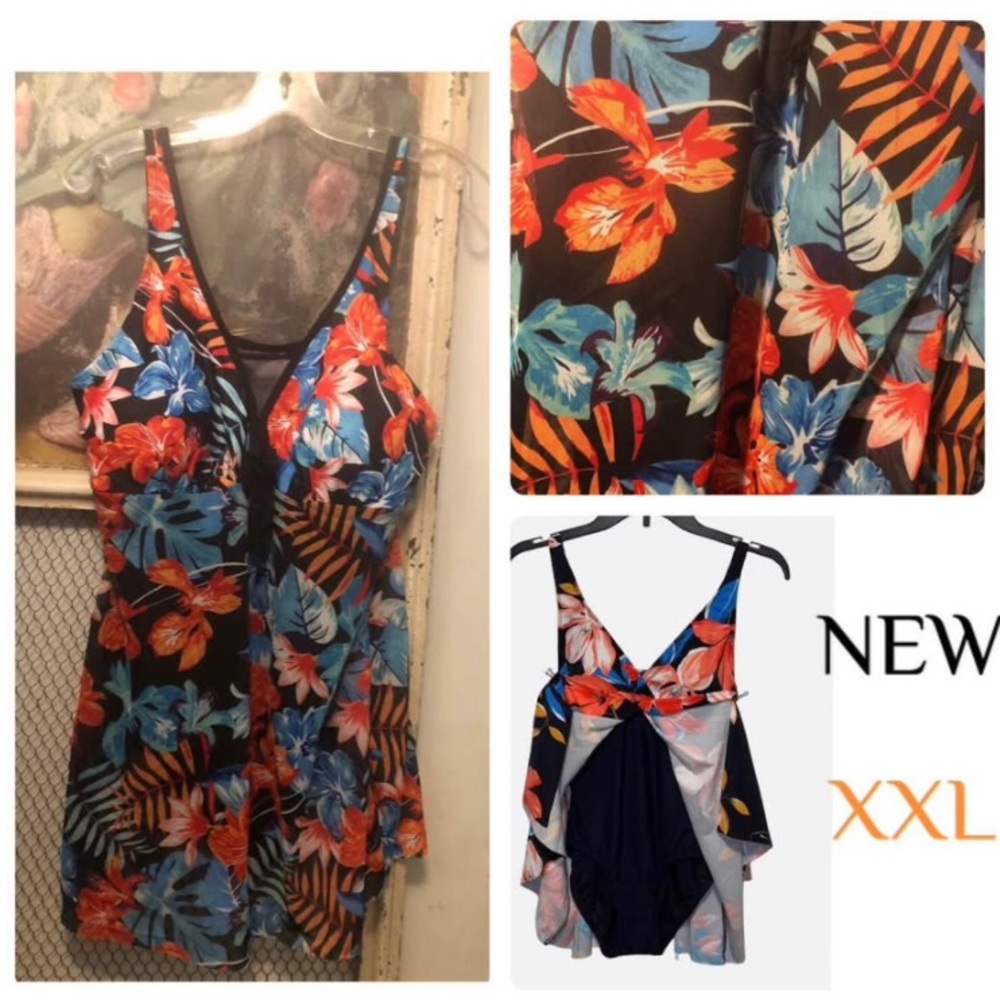 Floral Print Swimsuit XXL